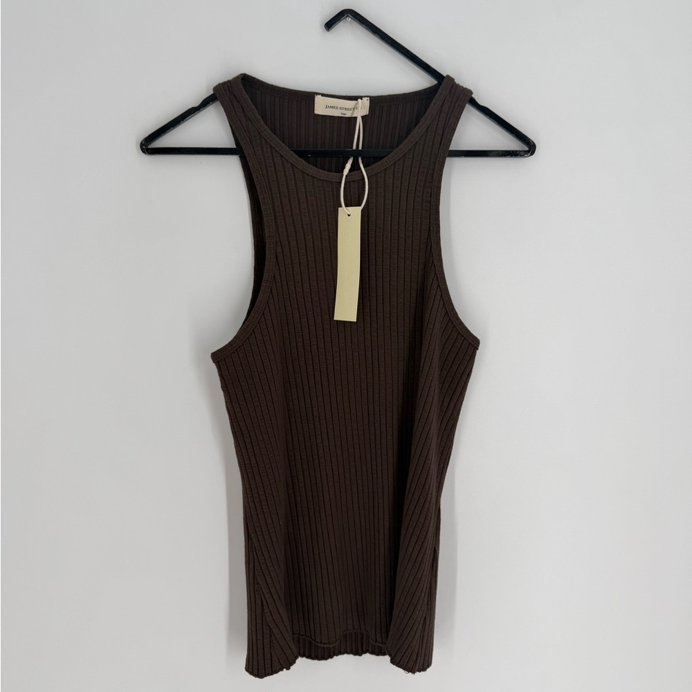 James Street Co. Brown Ribbed Knit Razor Tank